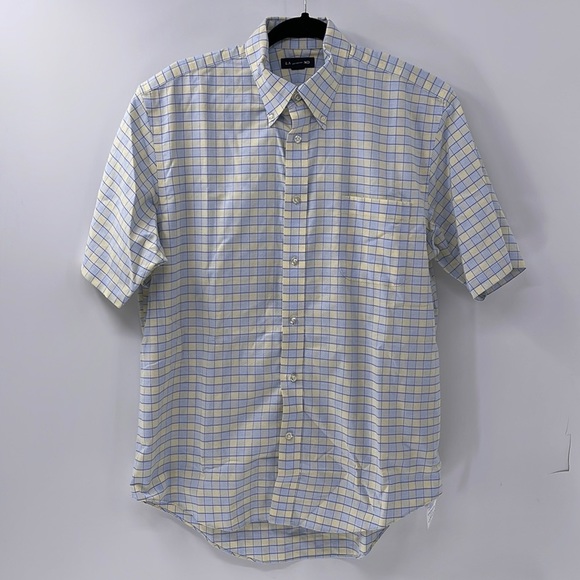 Lands' End Shirts Lands End Blue Yellow Plaid Short Sleeve Button